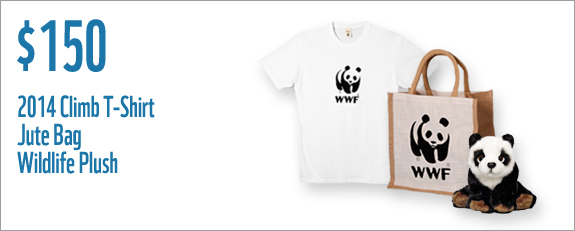 $150 gets you a 2014 t-shirt, jute bag and a wildlife plush