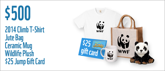 $500 gets you a 2014 t-shirt, jute bag, ceramic mug, wildlife plush and a $25 Jump Gift Card