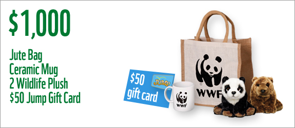 $1000 gets you a jute bag, ceramic mug, 2 wildlife plush and a $50 Jump Gift Card