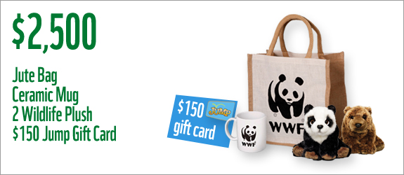 $2500 gets you a jute bag, ceramic mug, 2 wildlife plush and a $150 Jump Gift Card