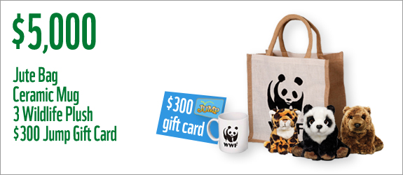 $5000 gets you a jute bag, ceramic mug, 3 wildlife plush and a $300 Jump Gift Card